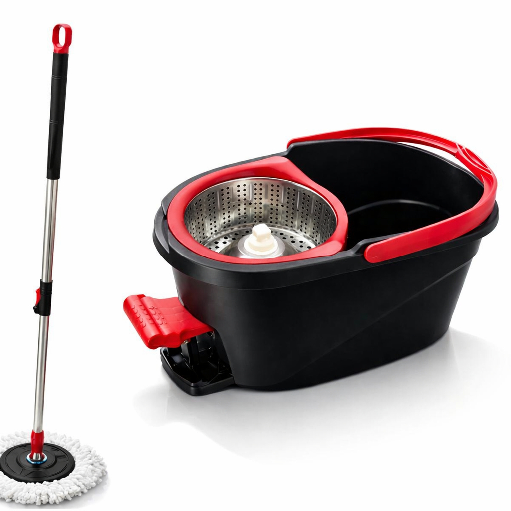 Mop Giratório 360 Com Centrifugação Lava E Seca Microfibra Para Todos Os Pisos