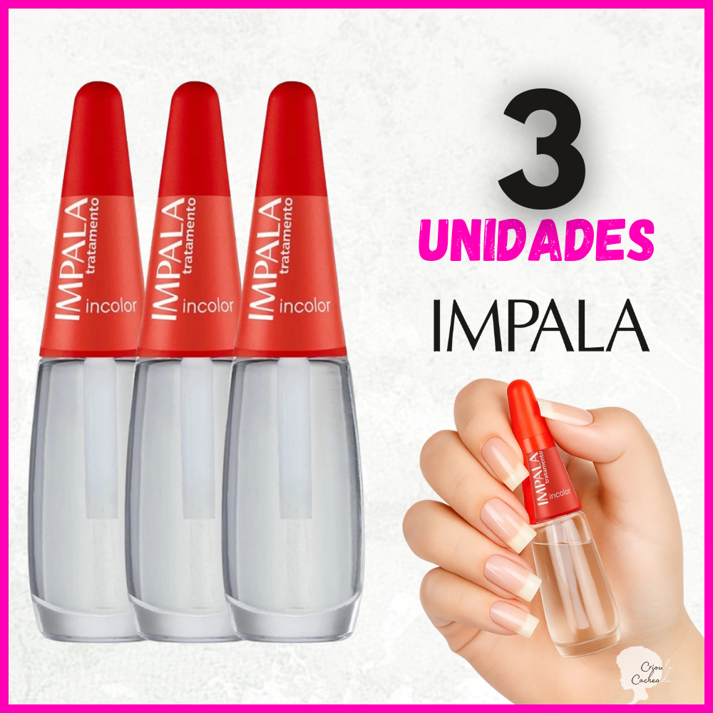 Kit 3 Esmaltes Impala Base Incolor Extra Brilho Tratamento Longa Duração Manicure Pedicure em Oferta na Shopee