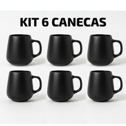 Jogo Kit 6 Xicara Caneca Bojuda 260ml Porcelana Café Chá Chocolate Quente Kit Caneca Colorida