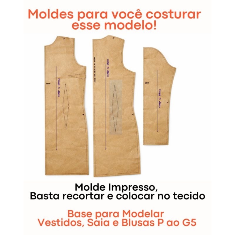 molde base para vestidos,saias e blusas em Kraft para recorte em Oferta na Shopee