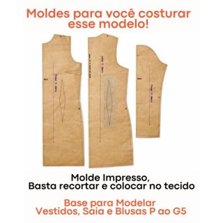 molde base para vestidos,saias e blusas em Kraft para recorte em Oferta na Shopee