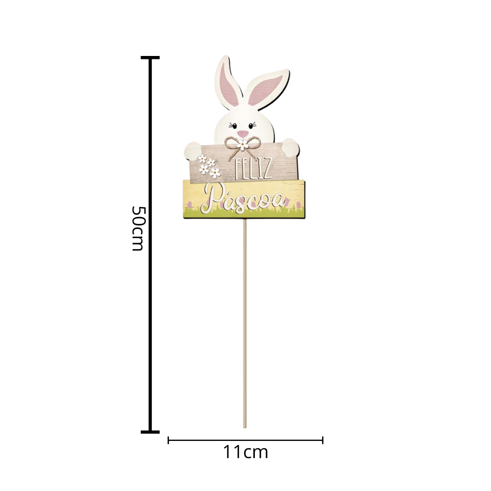 Decorador em MDF Páscoa - Feliz Páscoa - 11,2 X 50 Cm