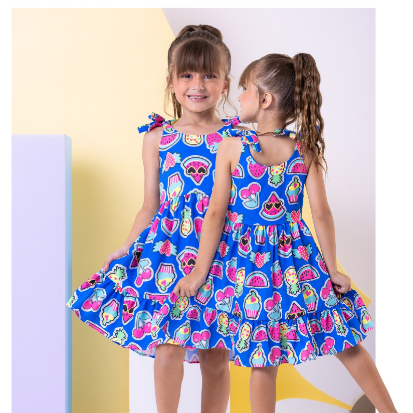 Vestido Infantil Menina Floral dia a dia Casual de 04 a 10 Anos Estilo Verão