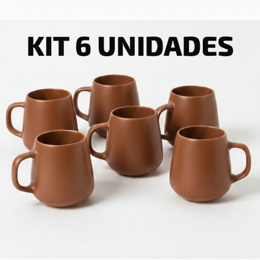 Jogo Kit 6 Xicara Caneca De porcelana Bojuda 260ml Porcelana Café Chá Chocolate Quente Colorida