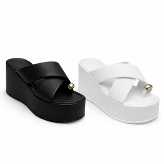 Kit Sandália Plataforma Feminina Tiras Cruzadas Enfeite Metalizado Tamanco Papete Salto Alto 2 Pares
