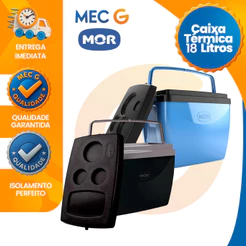Caixa Térmica Cooler Preto e Azul Com Alça Mor Bebidas Lanches Praia Piscina