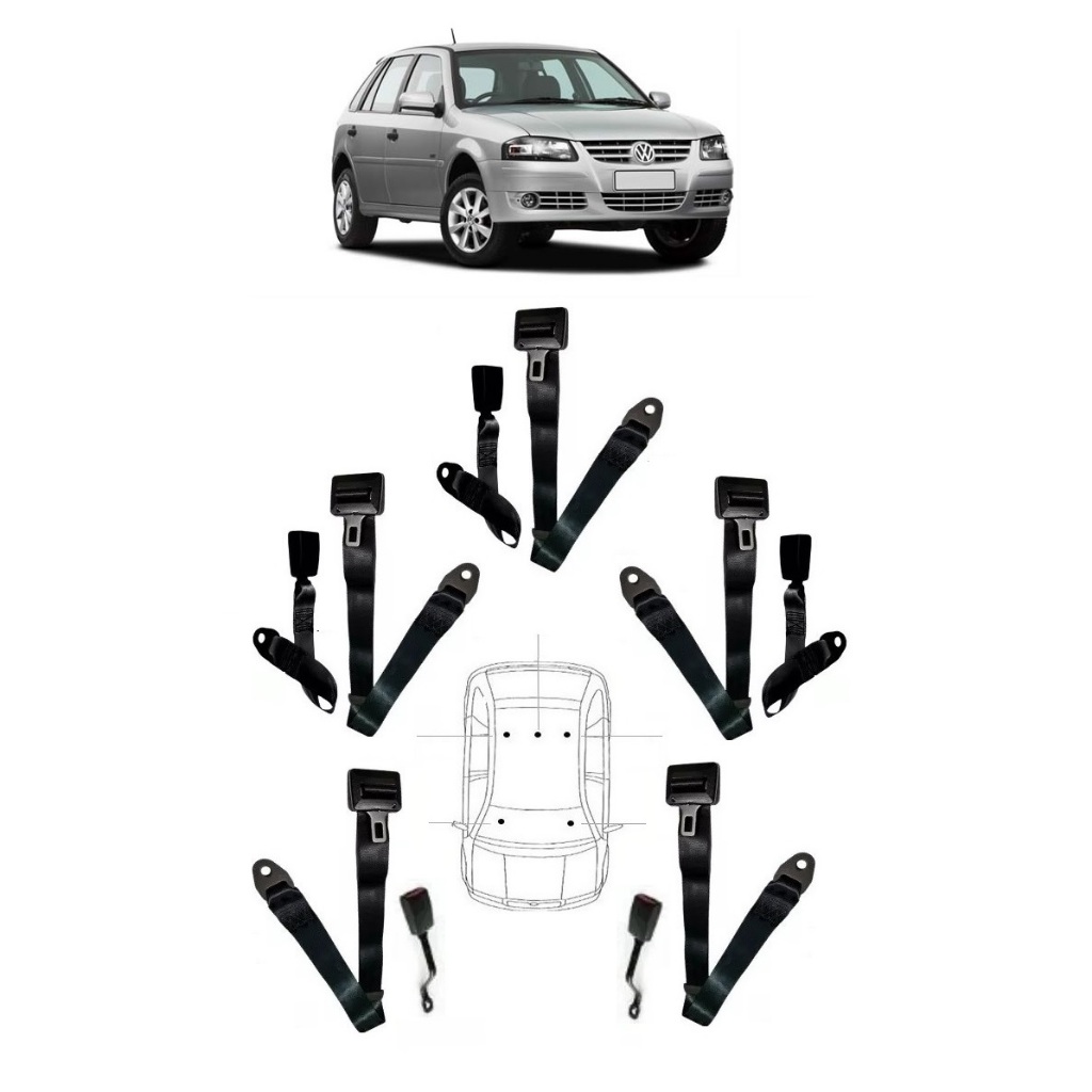 KIT CINTO SEGURANÇA COMPLETO 5 BANCOS ESTÁTICO VOLKSWAGEN GOL + FECHOS em Oferta na Shopee