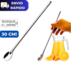 Colheres Grandes 30cm Colher para Sucos Drinks Milkshakes Bebidas Aço Inox para Cozinha Suco