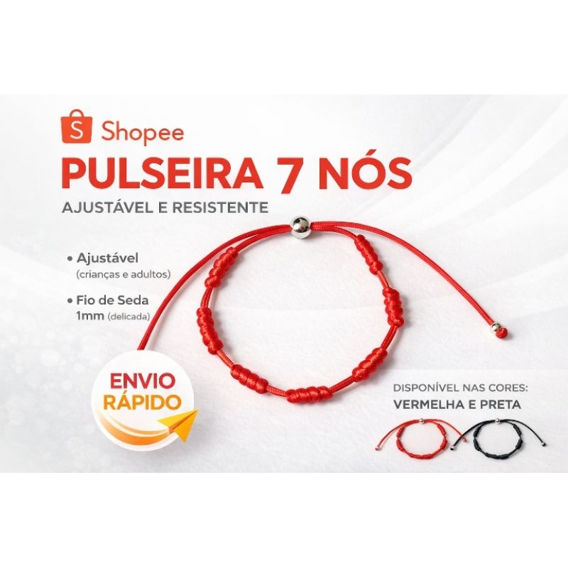 Pulseira 7 Nós Vermelha ou Preta Kabbalah  Amuleto de Proteção Contra Mal Olhado Inveja Criança e Adulto Regulável em Oferta na Shopee