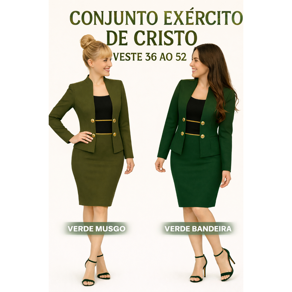 CONJUNTO SAIA E CASACO LUXO MODA EVANGÉLICO FARDAMENTO KIT 2 PEÇAS PLUS SIZE SOCIAL MANGA LONGA ESTILO PAQUITAS