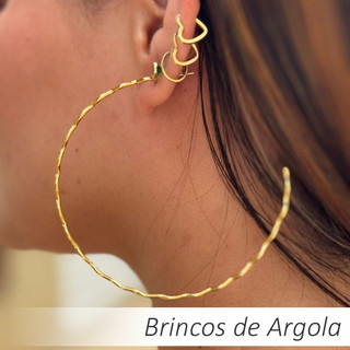Kit Brincos de Argola de Luxo semijoias Ouro 18k e Prata 925 Banhado para Revender