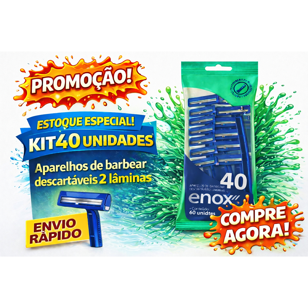 Barbeador ENOX Descartável 40 Un 2 Lâminas - Compre Agora Prestobarba Descartável Aqui