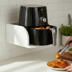Prateleira Nicho Suporte Para Airfryer De Parede Em MDF Branco Reforçado