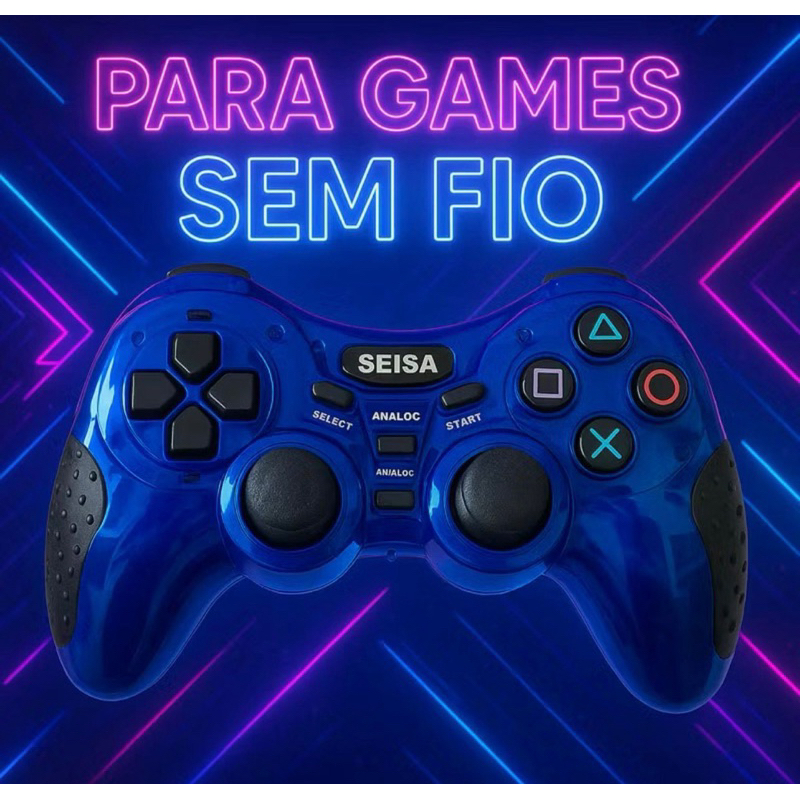 Controle sem fio para PC, Ps3, ps2 Celular Android, Tablete e Box Tv. Smart Tv 6 Em1 Azul