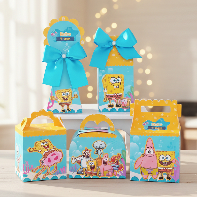Kit Festa Bob Esponja | Caixinhas Personalizadas Aniversário Lembrancinhas Mimos