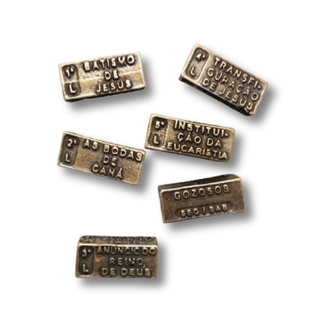 6 KITS  - Entremeios Passantes Contemplação dos Mistérios para Terço em Metal – Ouro Velho