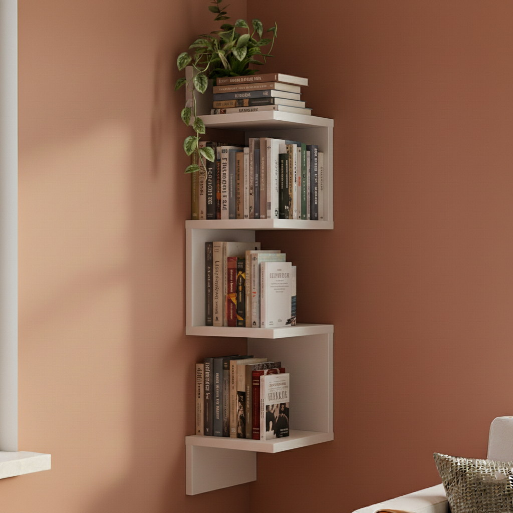 Prateleira De Canto Reto Mdf ou Mdp Para Livros Decoração Nicho 80 Cm