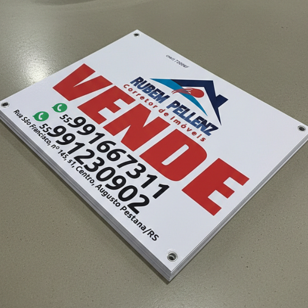 Kit Placas Imobiliárias Sinalização VENDE/ALUGA Polionda 3mm 50x40cm - Corretor de Imóveis