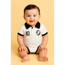 Body Bori Bebê Infantil Vasco da Gama Camisa Polo Time de Futebol Oficial Licenciado Torcida Baby