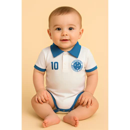 Body Bori Bebê Infantil Cruzeiro Camisa Polo Time de Futebol Oficial Licenciado Torcida Baby