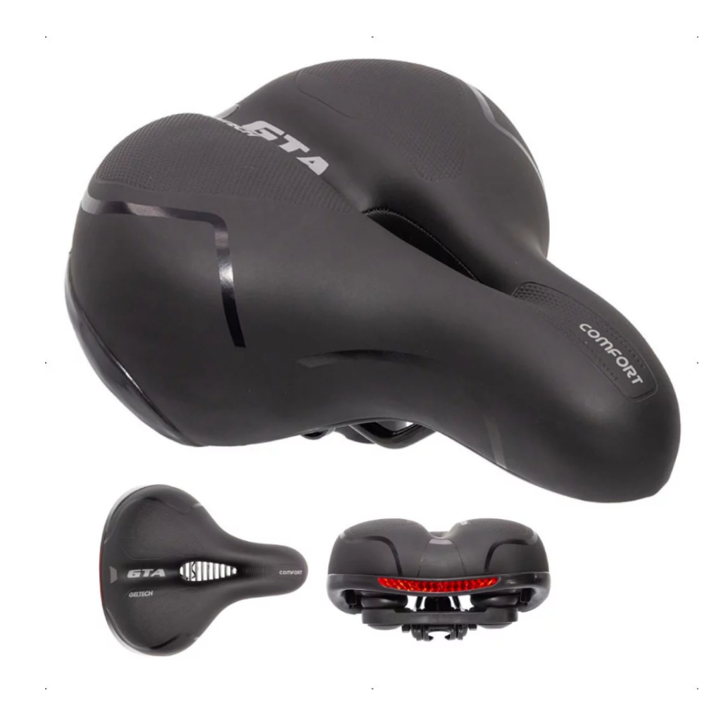 Banco Bike Selim Bicicleta Gta Comfort Gel Tech Refletor Elastomero