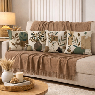 Kit Manta Decorativa P + 4 Capas de Almofadas Estampa Digital para Sala em Oferta na Shopee