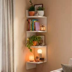 Prateleira De Canto Porta Livros Nicho Decorativo Organizador