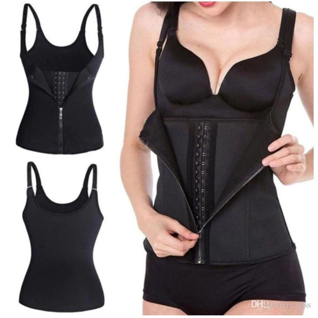 Cinta Modeladora Feminina com Zíper - Cintura Dupla de Compressão Ajustável para Redução Abdominal e Suporte com Alça em Oferta na Shopee