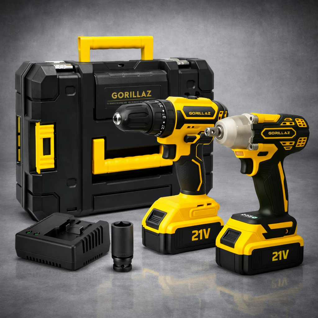 Combo Furadeira Parafusadeira De Impacto 3/8 A Bateria + Chave De Impacto A Bateria Brushless 300nm em Oferta na Shopee