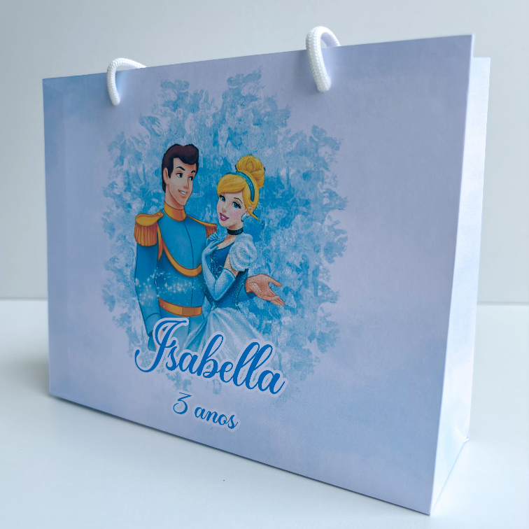 Sacolinha Sacola Personalizada | Chá de bebe | Lembrancinha Princesa Ella Cinderela