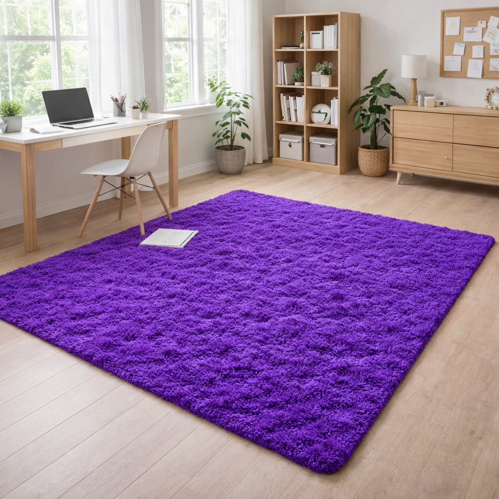Tapete Sala Felpudo Peludo Roxo 100 X 120 Cm