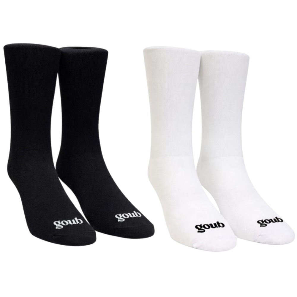 Kit 2 Pares de meias para corrida triathlon maratona academia pedal treino em poliamida anti-suor anti-bolhas cano médio