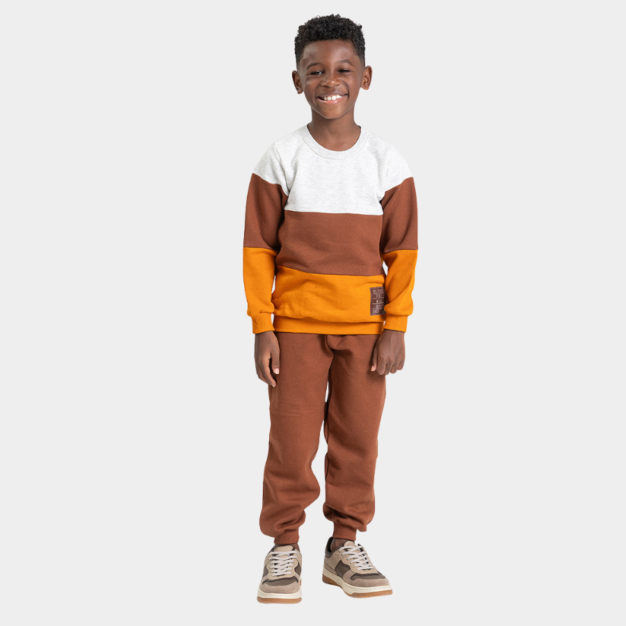 Conjunto Inverno Menino Blusão com Recortes e Calça em Moletom Style MLK