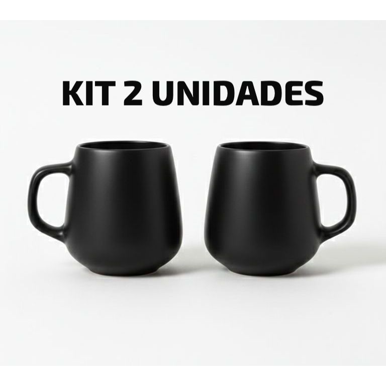 Caneca Xícara de Porcelana Kit 2 unidades Xicara Bojuda 260ml Porcelana Café Chá Chocolate Quente
