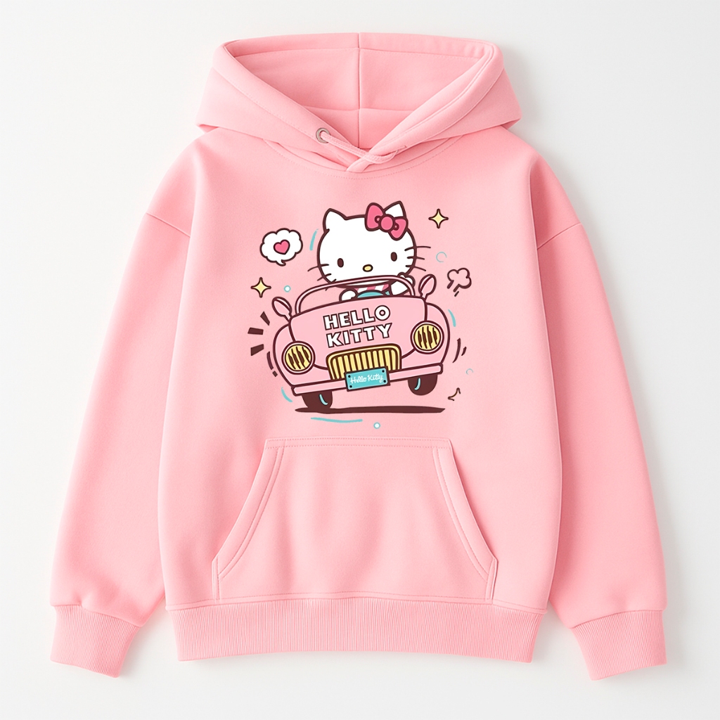Blusa de Frio Moletom Infantil Desenho Fofo H Kitty Gatinha Nostalgia Geek