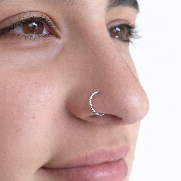 Piercing Nariz Argola Torcida Feminino Tragus Helix 8mm Prata 925 Legítima em Oferta na Shopee