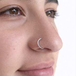 Piercing Nariz Argola Torcida Feminino Tragus Helix 8mm Prata 925 Legítima em Oferta na Shopee