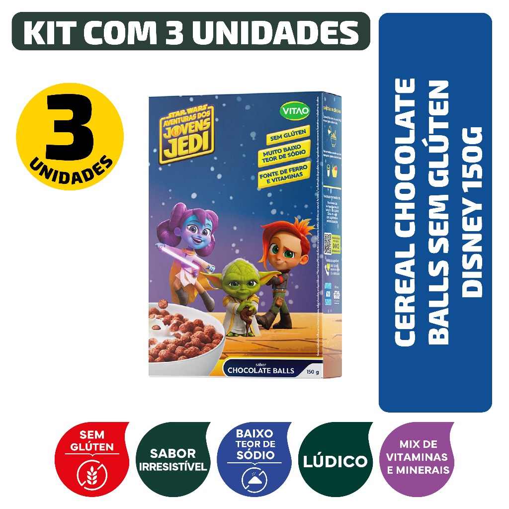 Kit Cereal Chocolate Balls Sem Glúten Disney 150G - 3 Unidades em Oferta na Shopee