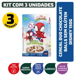 Kit Cereal Duo Chocolate Balls Sem Glúten Spidey Man Disney 150G - 3 Unidades