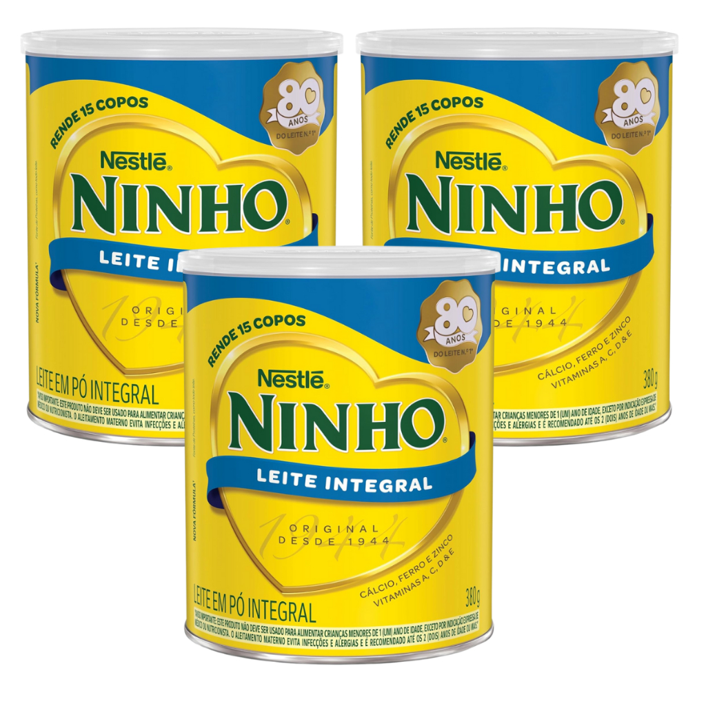 Kit C/3 Lata Leite Ninho Em Pó Integral 380gr - Nestle em Oferta na Shopee
