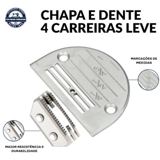 Chapa de Agulha 4 Carreira Leve + Dente 4 Carreira Leve Para Reta Industrial em Oferta na Shopee