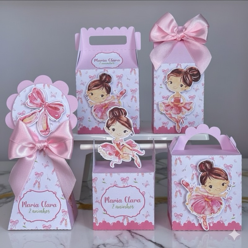 kit Caixas Bailarina Lembrancinha Personalizadas Para Festa Infantil Aniversário