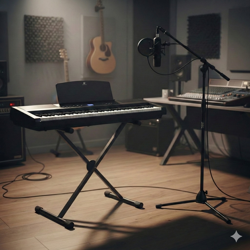 Suporte de Teclado Reforçado + Pedestal de Microfone Kit Tecladista Cantor em Oferta na Shopee