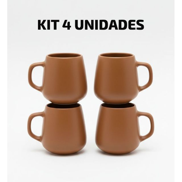 Jogo Kit 4 Xicara Caneca Bojuda 260ml Porcelana Café Chá Chocolate Quente Kit Caneca Colorida