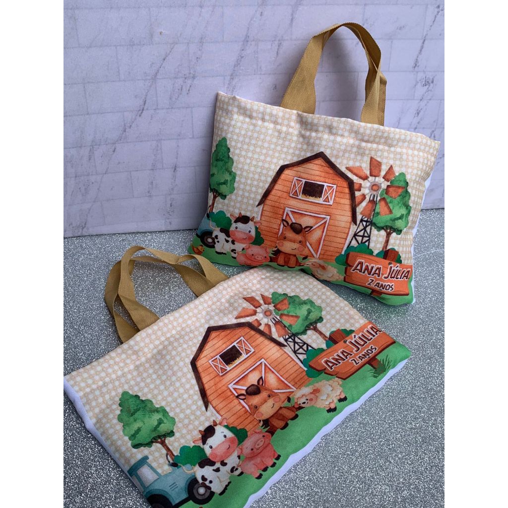 Sacolinha ecobag personalizada Fazendinha Festa Lembrancinha Aniversário Infantil