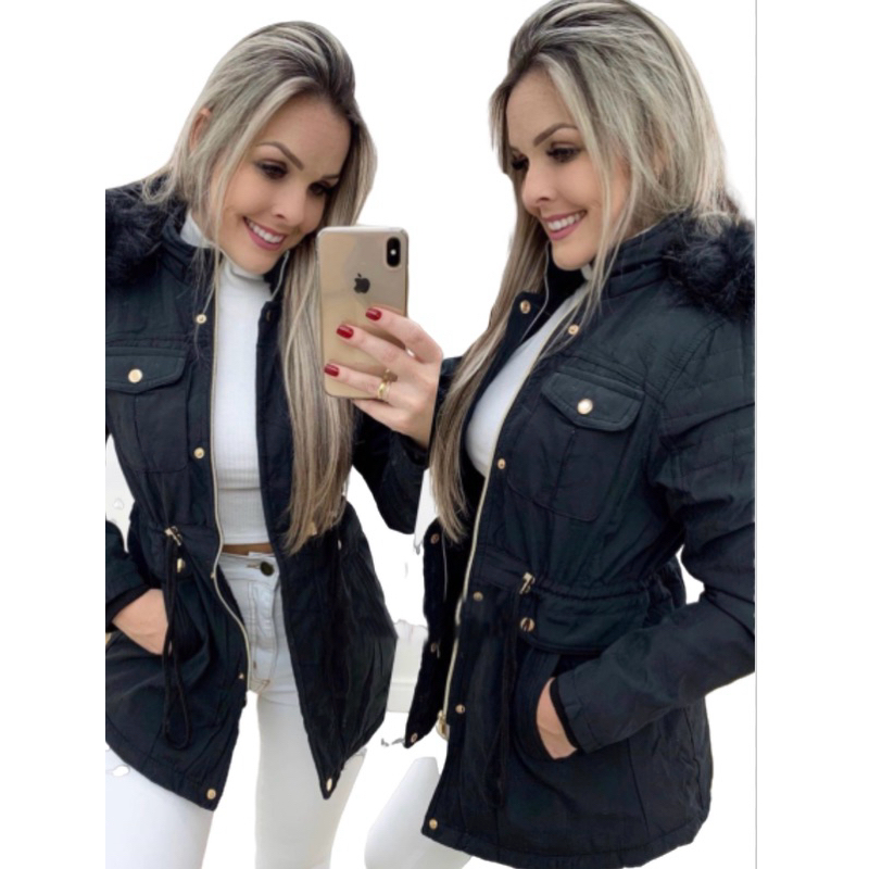 Parka de Sarja Feminina Forrada com Pelucia Inverno Blusa Feminina 2026