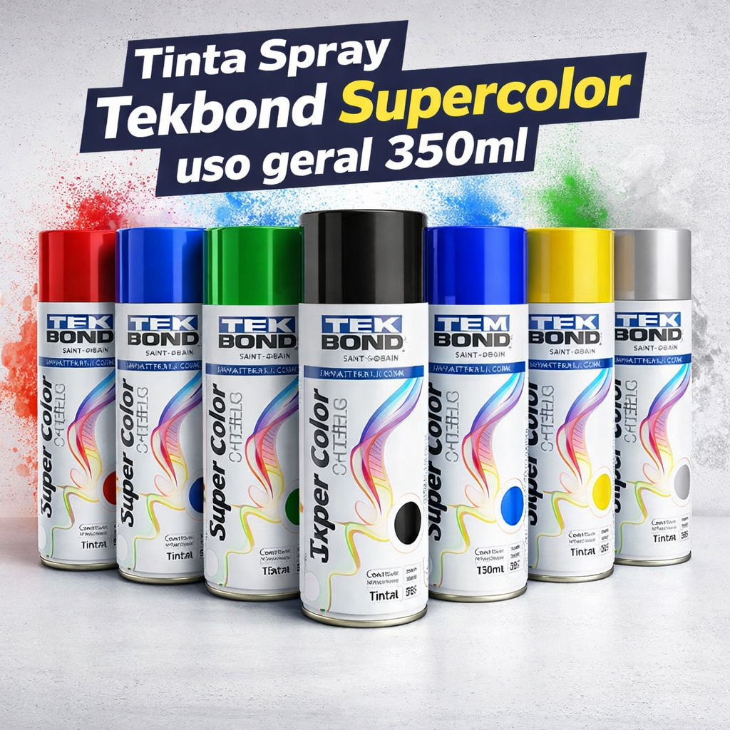 Tinta Spray Tekbond Supercolor uso geral Multiuso Secagem Rápida 350ml