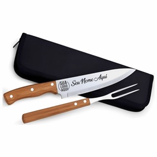 Kit Churrasco Faca e Garfo 2 peças Personalizado Nome Time Logo Empresa em Oferta na Shopee
