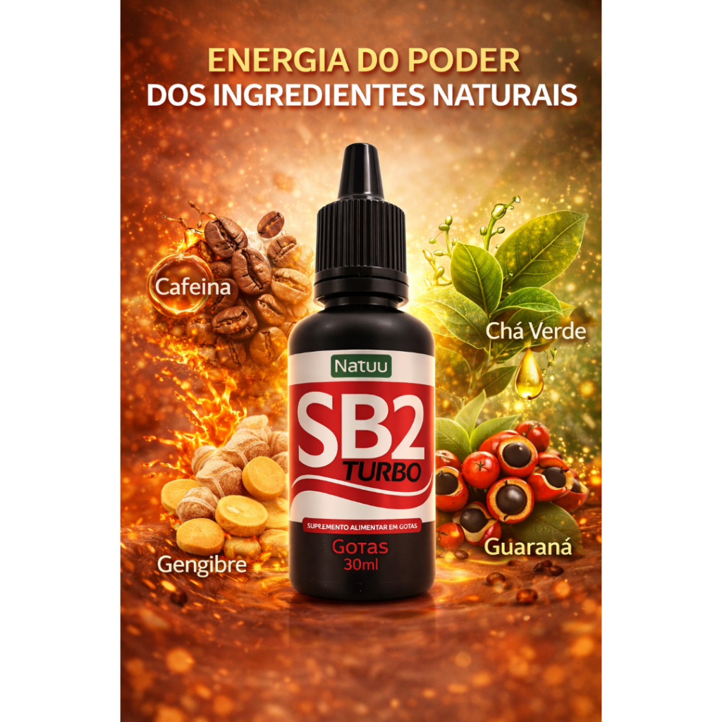 Kit com 3 Gotas SB2 Chá Verde Guaraná Gengibre Cafeina Sublingual Suplemento Alimentar Natuu Gotas 30ml 3 unidades