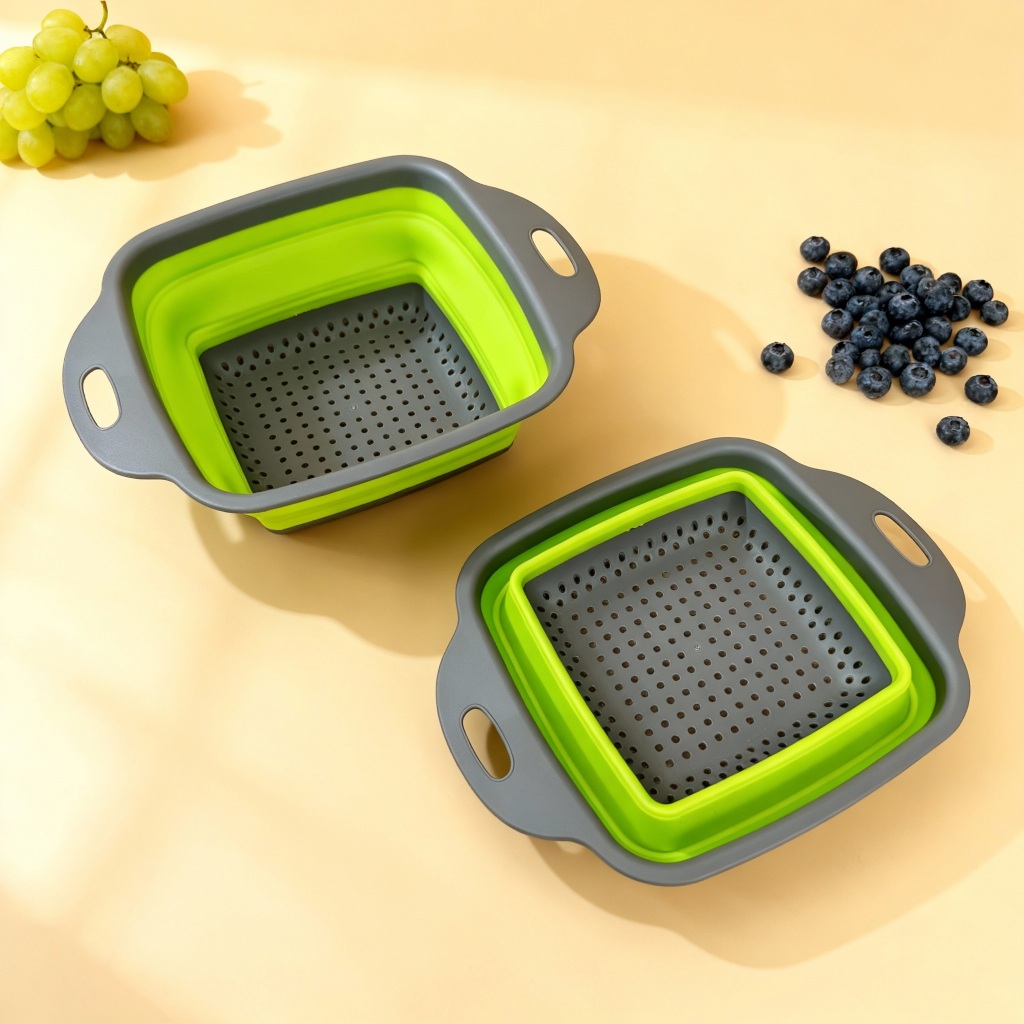 KIT 4 Escorredor de macarrão e alimentos Retrátil de Silicone QUADRADO 24CM em Oferta na Shopee